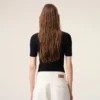 Tricou polo negru din tricot cu mâneci scurte Tricou polo negru din tricot cu mâneci scurte