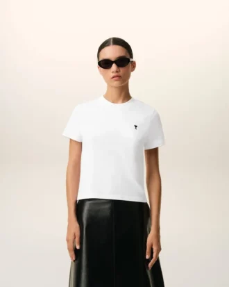 Tricou scurt Ami de Coeur din bumbac alb