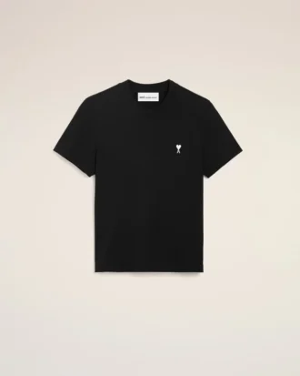 Tricou scurt din bumbac negru Ami de Coeur
